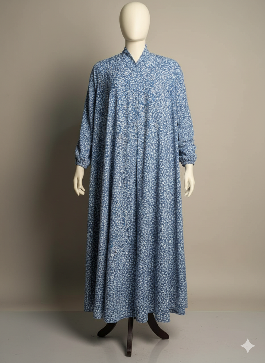 Blue Floral Georgette abaya