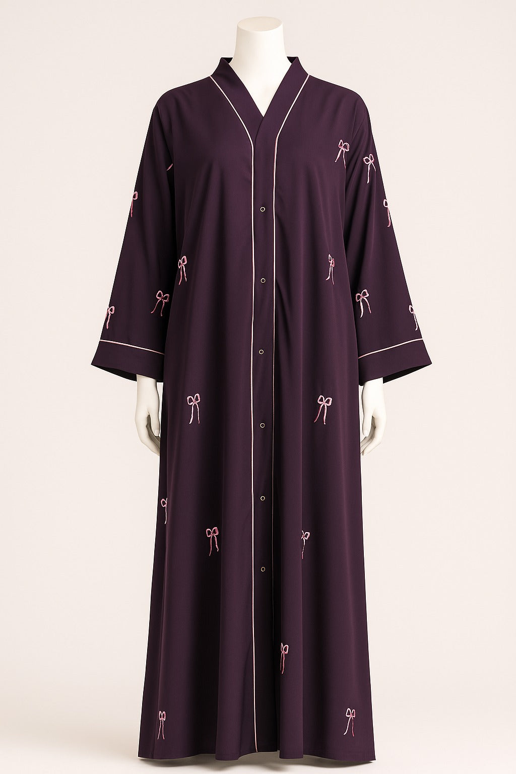 Embroidered Bow Abaya