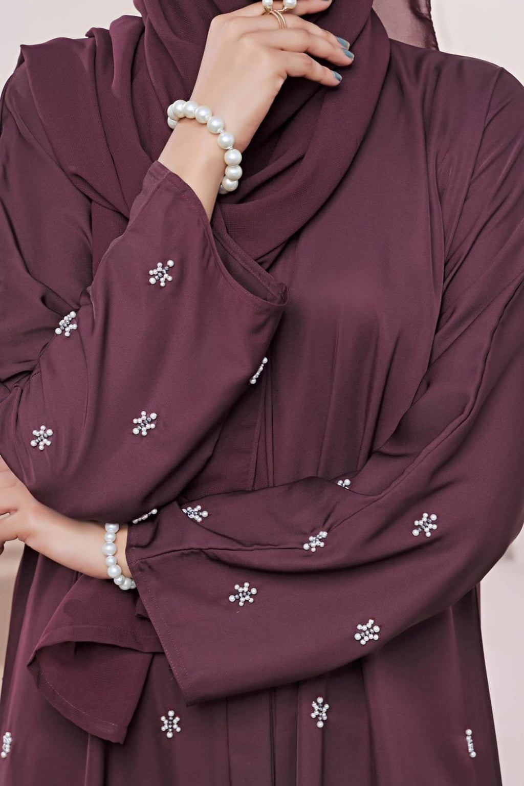 Mahroon Stone Abaya