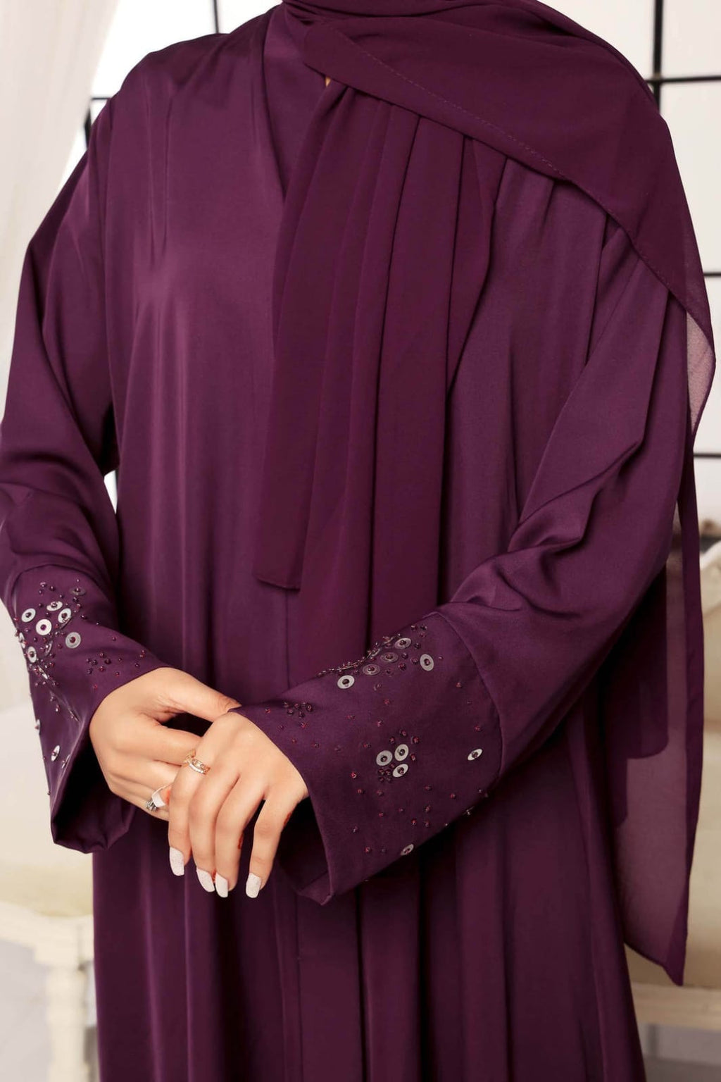 Burgundy Abaya