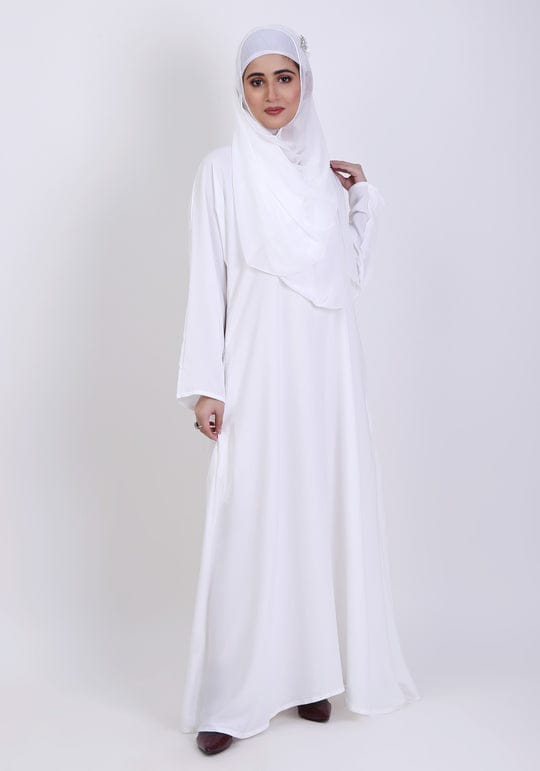 WHITE CLASSIC FRONT-CLOSED ABAYA