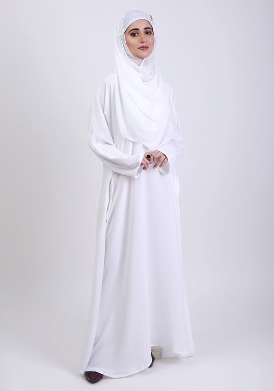 WHITE CLASSIC FRONT-CLOSED ABAYA