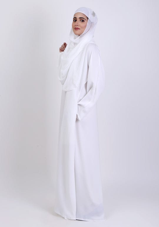 WHITE CLASSIC FRONT-CLOSED ABAYA