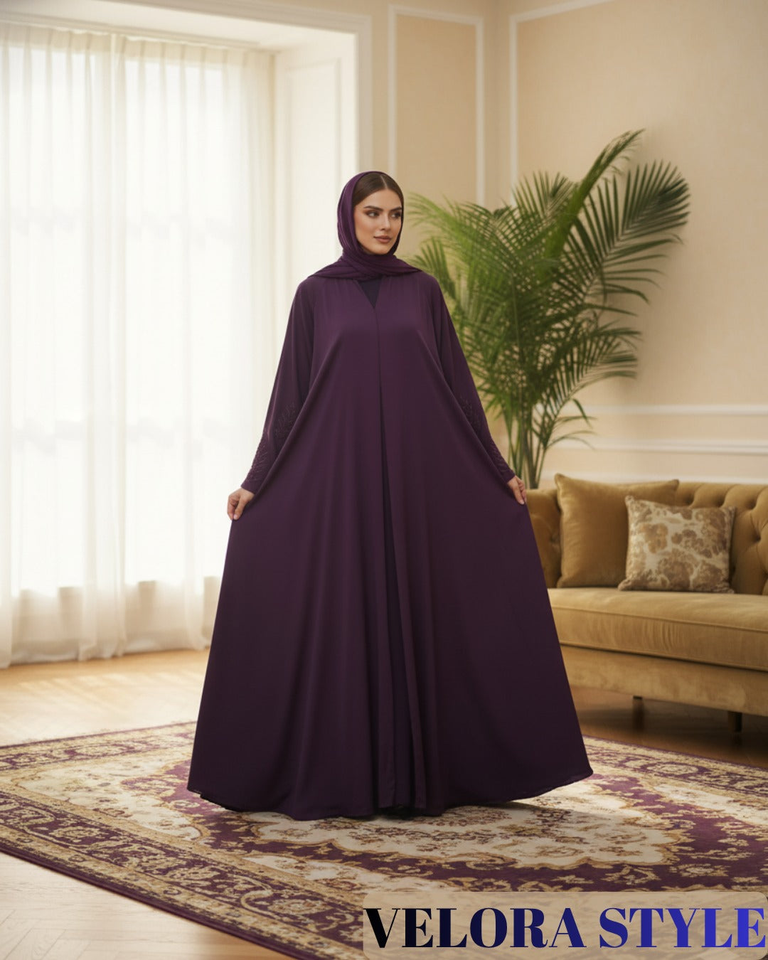 Maxi Sleeves Embroidery Airline Abaya