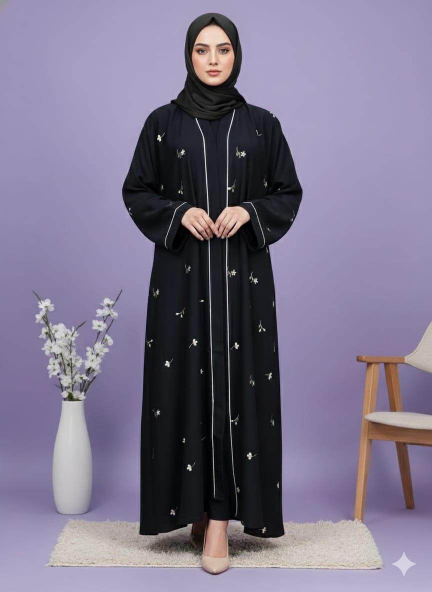 Embroidered Abaya,  Premium Nida Fabric