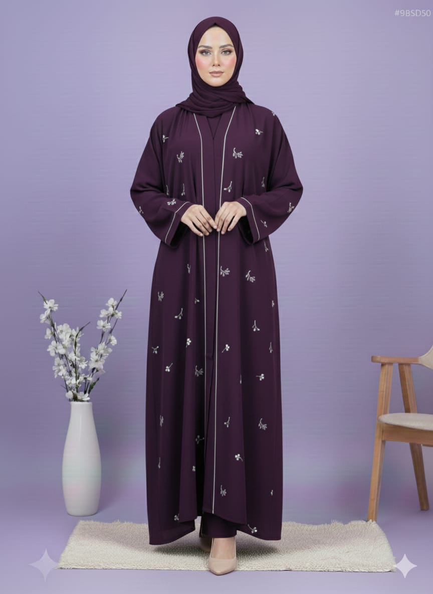 Embroidered Abaya,  Premium Nida Fabric